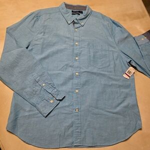 NWT Nautica XXL Classic Fit Light Blue Chambray Button Down Long Sleeve Shirt